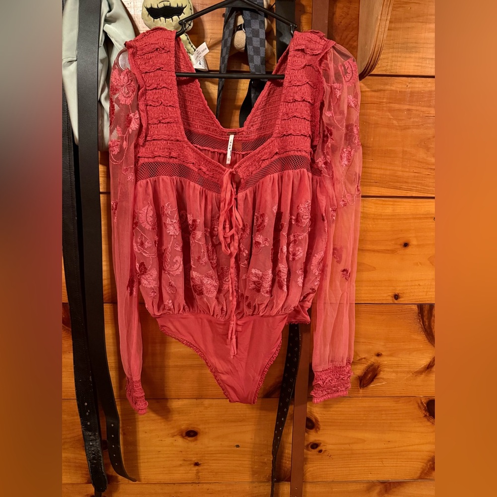 Free People Sheer Meadows Bodysuit
